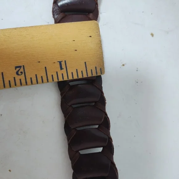 Reward By Bill Adler Brown Genuine Leather Belt Chain Link Size 36/90 - 28-43 - Picture 10 of 10